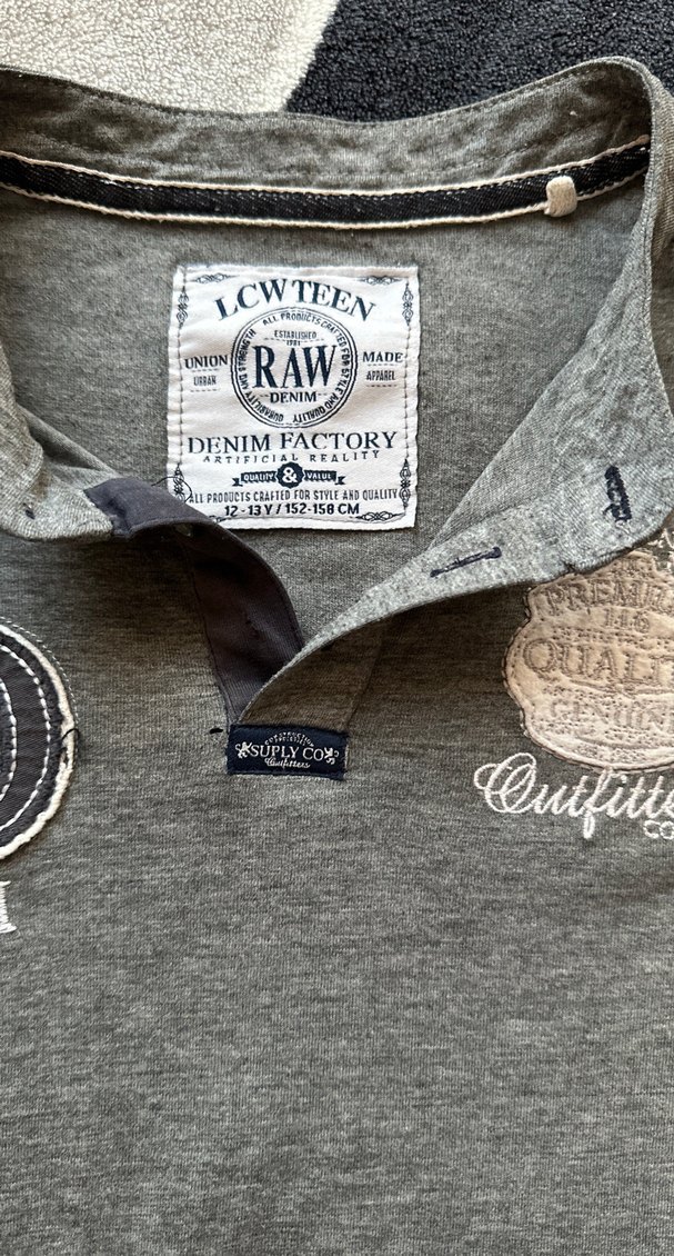 Gri Düğmeli Kısa Kollu Pamuklu Polo Tişört - Görsel 2