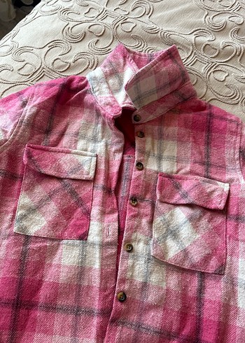 Pembe Düğmeli çocuk Gömlek - Görsel 5