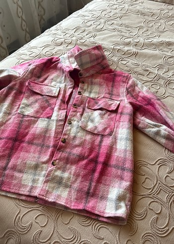 Pembe Düğmeli çocuk Gömlek - Görsel 3