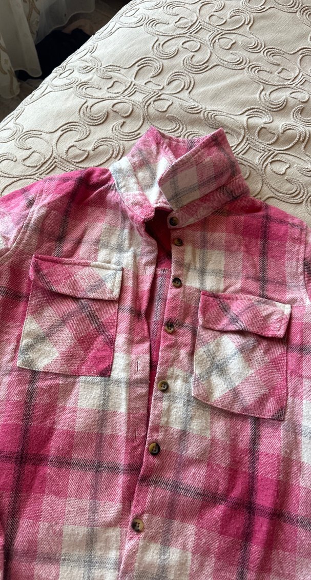 Pembe Düğmeli çocuk Gömlek - Görsel 5