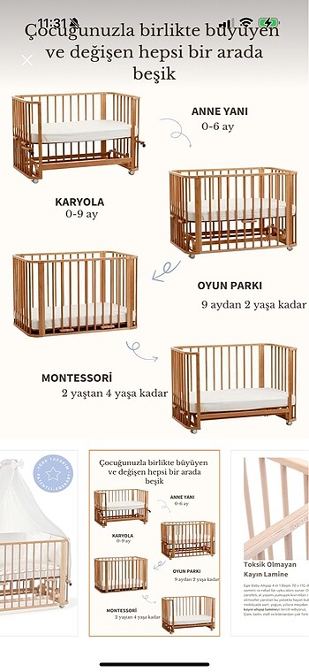  Beden camel Renk Bebek beşiği