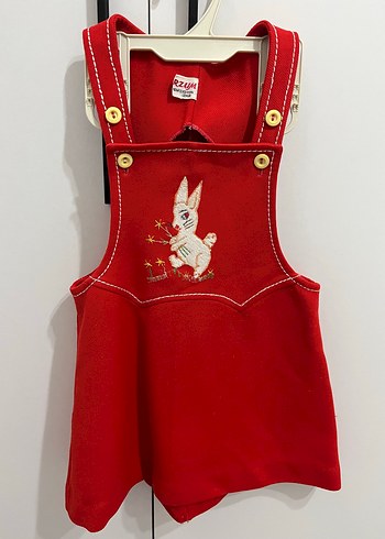 Nakışlı Kırmızı Kız Çocuk Kolsuz Elbise - Görsel 2