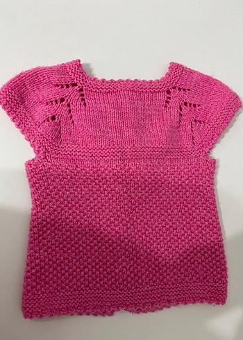Kız Çocuk Pembe Örgü Kolsuz Hırka - Görsel 3