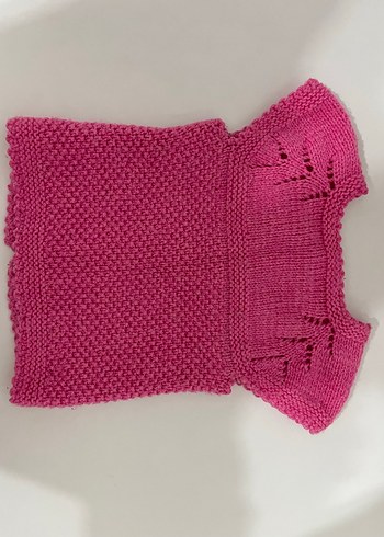 Kız Çocuk Pembe Örgü Kolsuz Hırka - Görsel 4