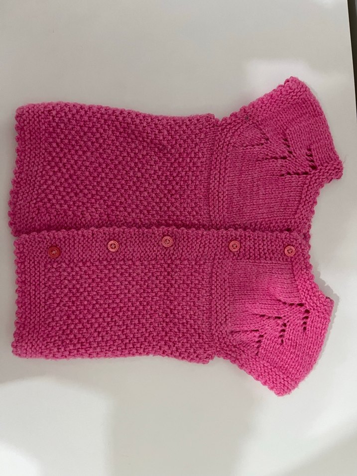 Kız Çocuk Pembe Örgü Kolsuz Hırka - Görsel 2