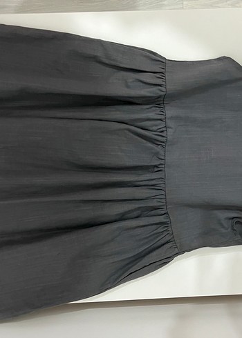 Gri Kız Çocuk Keten Elbise - Görsel 3