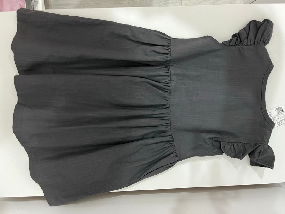 Gri Kız Çocuk Keten Elbise - Görsel 3