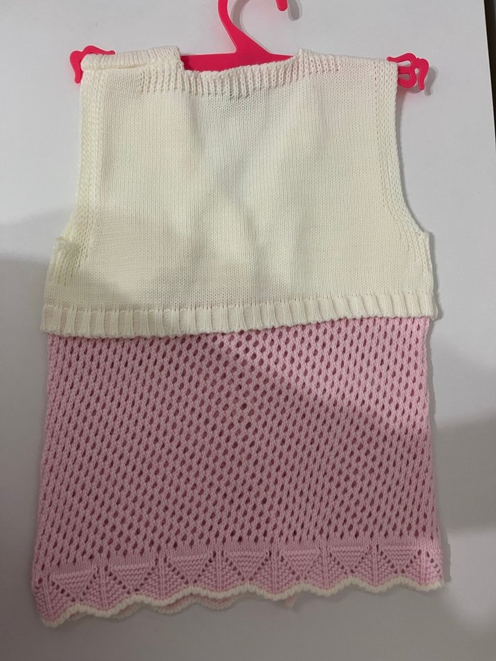 Kız Çocuk Pembe Triko Kolsuz Hırka - Görsel 2