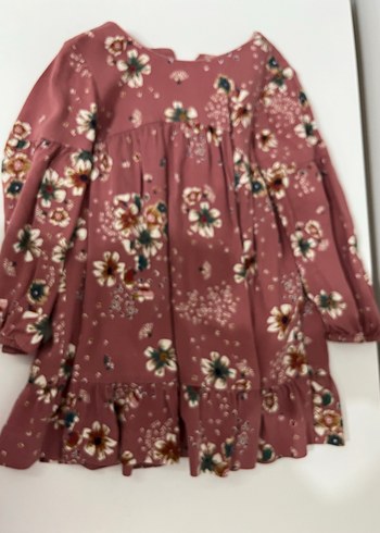 2-3 yaş Çiçek Desenli Uzun Kollu Elbise - Görsel 3