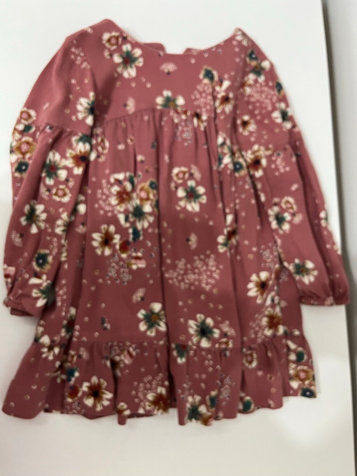 2-3 yaş Çiçek Desenli Uzun Kollu Elbise - Görsel 3