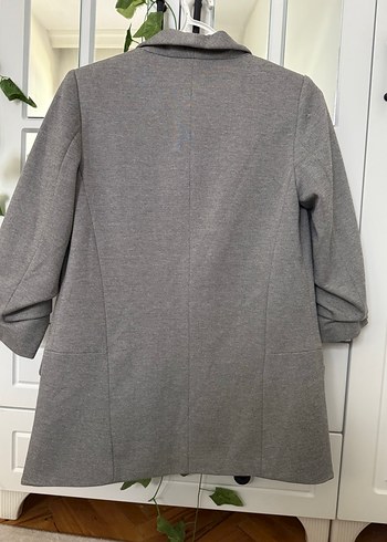 Gri Kadın Keten Blazer Ceket - Görsel 2