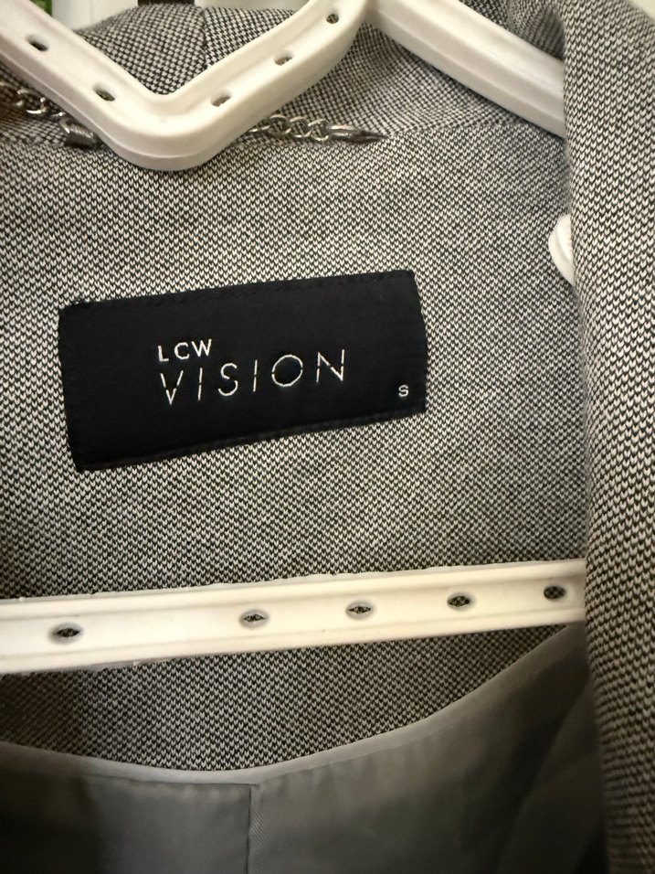 Gri Kadın Keten Blazer Ceket - Görsel 3