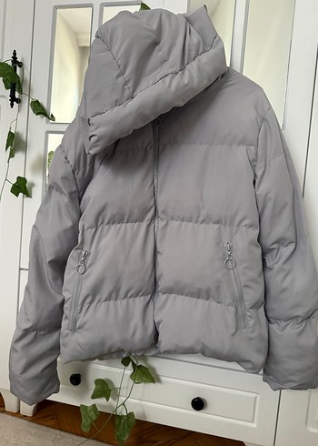 Gri Kadın Midi Kışlık Mont, Kürklü, Rahat Kesim - Görsel 3