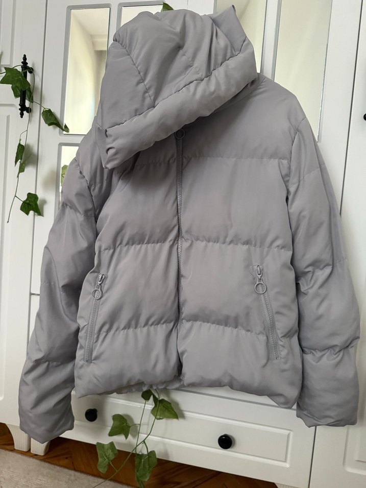 Gri Kadın Midi Kışlık Mont, Kürklü, Rahat Kesim - Görsel 3