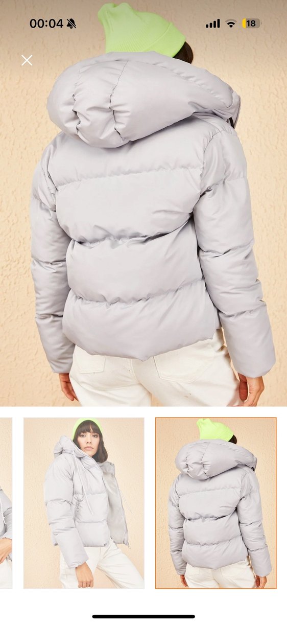 Gri Kadın Midi Kışlık Mont, Kürklü, Rahat Kesim - Görsel 2