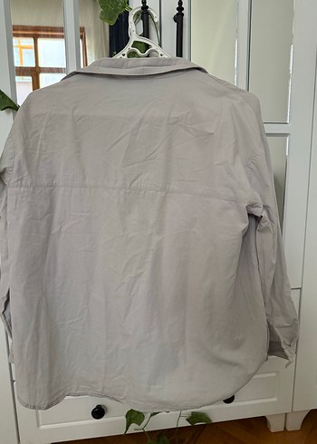 Bej Keten Düğmeli Kadın Gömlek - Görsel 2