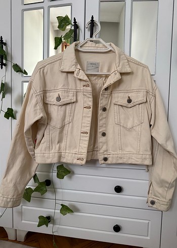 Bej Püsküllü Bohem Kadın Denim Ceket - Görsel 2