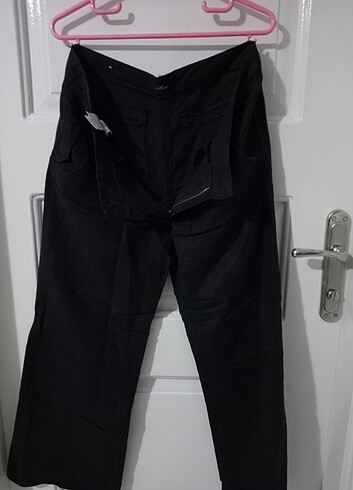 Mavi keten pantalon