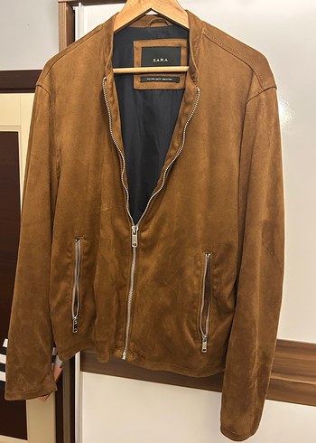 Zara Erkek Kahverengi Süet Bomber Ceket - Görsel 2