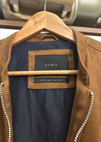 Zara Erkek Kahverengi Süet Bomber Ceket - Görsel 4