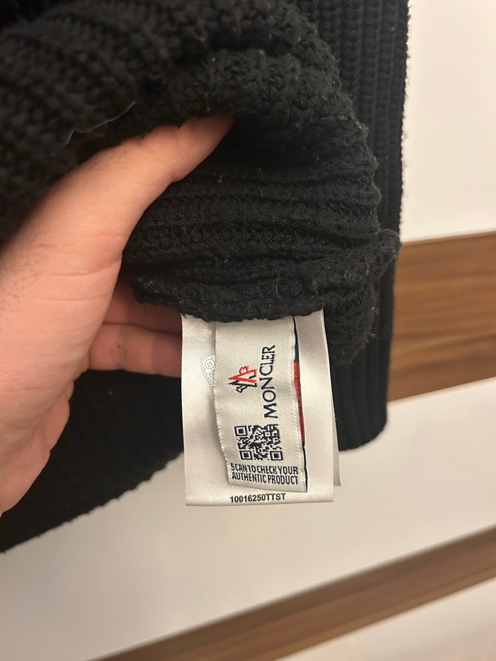 Moncler Siyah Yarım Fermuarlı Yün Triko - Görsel 4