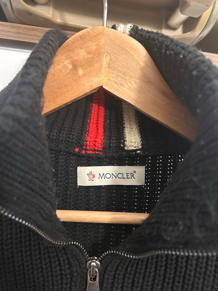 Moncler Siyah Yarım Fermuarlı Yün Triko - Görsel 3