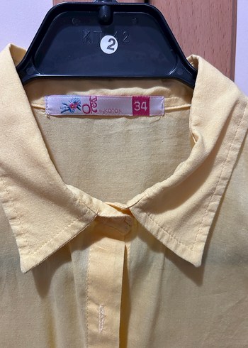 Sarı Düğmeli Kadın Pamuklu Gömlek - Görsel 6