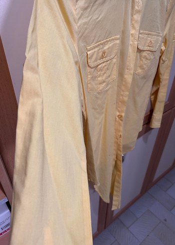 Sarı Düğmeli Kadın Pamuklu Gömlek - Görsel 5