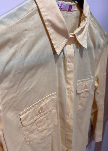 Sarı Düğmeli Kadın Pamuklu Gömlek - Görsel 4