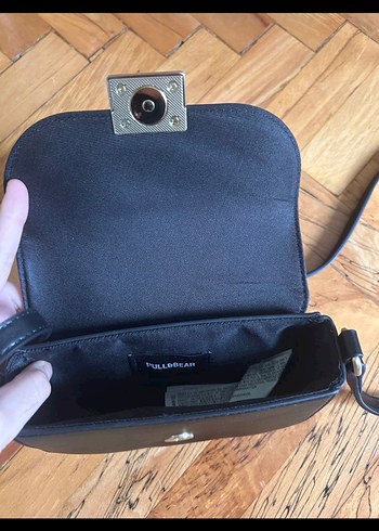 Kilit Tokalı Siyah Deri Kadın Çanta - Görsel 4