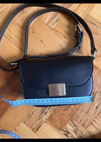 Kilit Tokalı Siyah Deri Kadın Çanta - Görsel 2