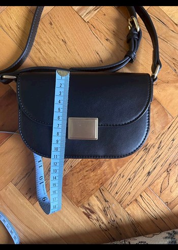 Kilit Tokalı Siyah Deri Kadın Çanta - Görsel 3