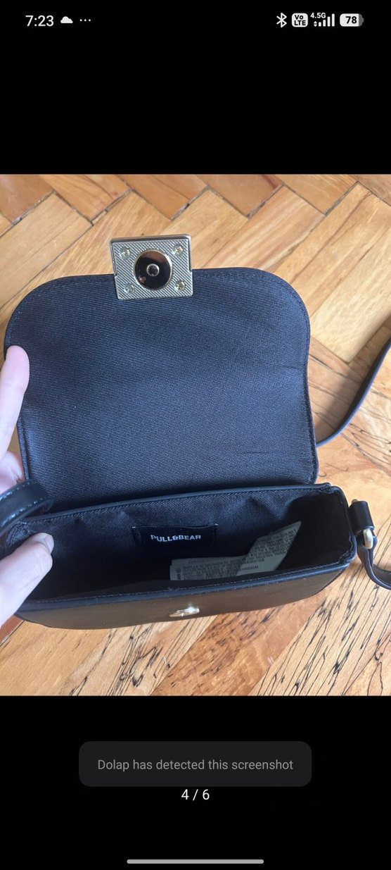 Kilit Tokalı Siyah Deri Kadın Çanta - Görsel 4