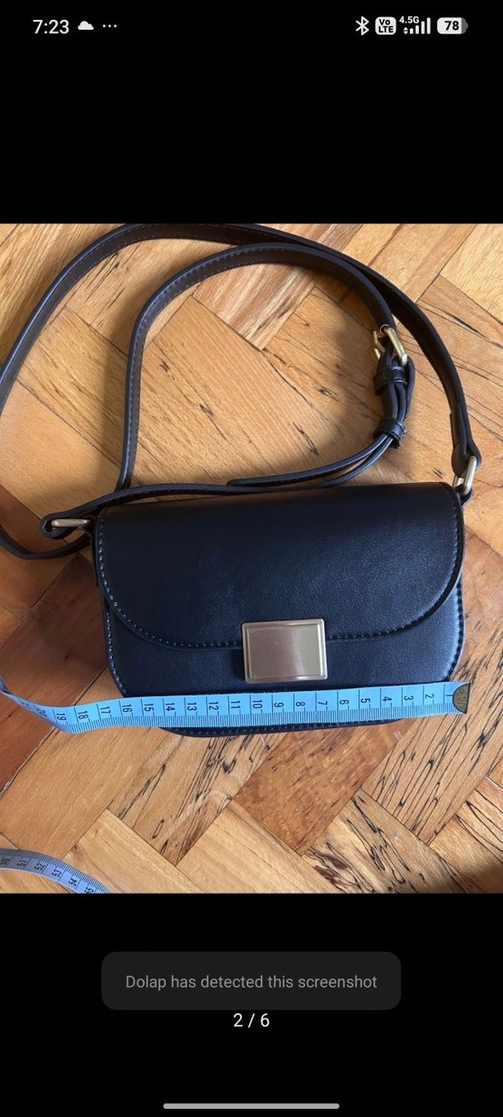 Kilit Tokalı Siyah Deri Kadın Çanta - Görsel 2