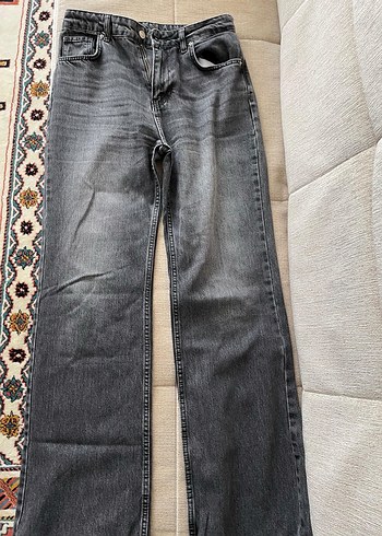 m Beden gri Renk Gri Düğmeli Regular Fit Kadın Denim Pantolon