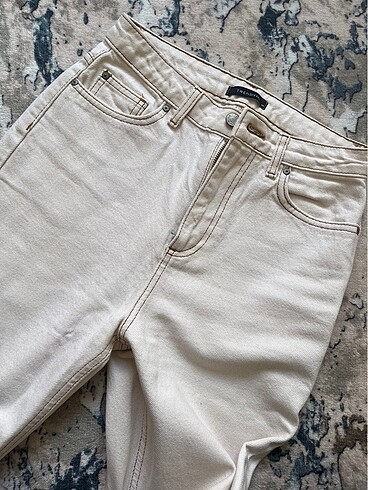 34 Beden Ekru Mom jean