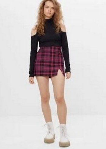 Bershka Pembe Ekose bershka etek