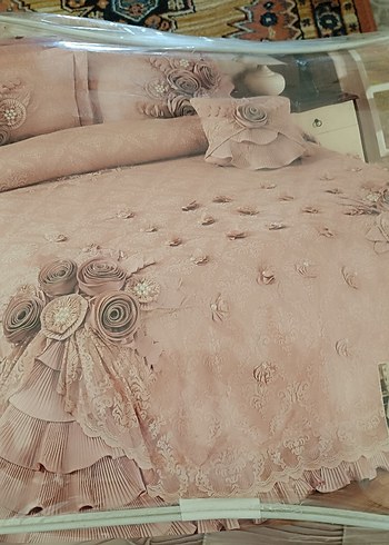 pudra pembesi yatak örtüsü takımı - Görsel 6