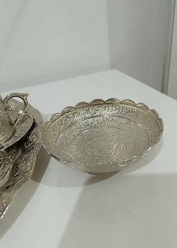 Gümüş İşlemeli kahve Seti,lokumluk ve şekerlik dahil - Görsel 10