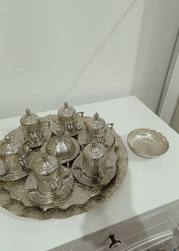 Gümüş İşlemeli kahve Seti,lokumluk ve şekerlik dahil - Görsel 5