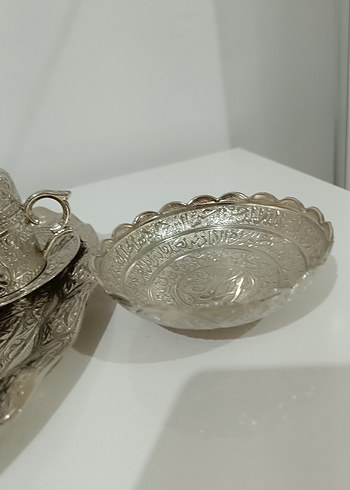 Gümüş İşlemeli kahve Seti,lokumluk ve şekerlik dahil - Görsel 4