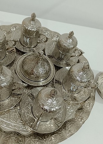 Gümüş İşlemeli kahve Seti,lokumluk ve şekerlik dahil - Görsel 11