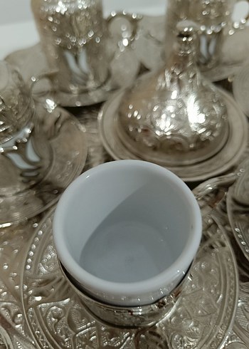 Gümüş İşlemeli kahve Seti,lokumluk ve şekerlik dahil - Görsel 6