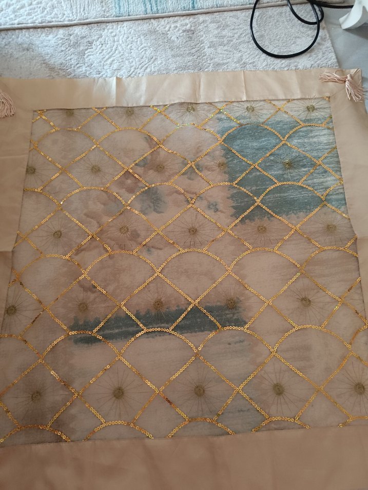 altin İşlemeli salon örtü seti - Görsel 5