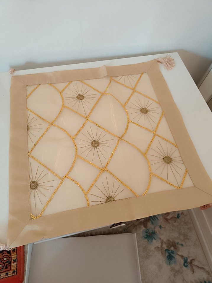 altin İşlemeli salon örtü seti - Görsel 2