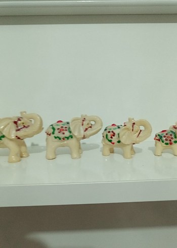 Renkli Desenli Beyaz Fil Biblo Seti - Görsel 5