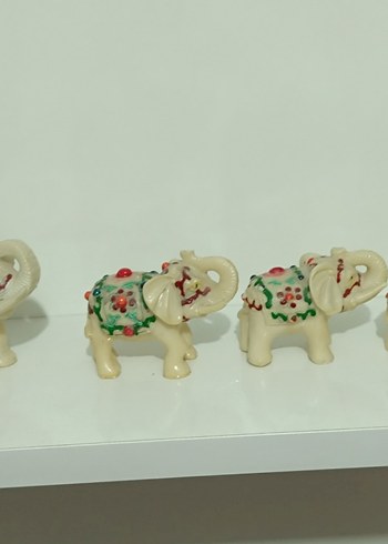 Renkli Desenli Beyaz Fil Biblo Seti - Görsel 3