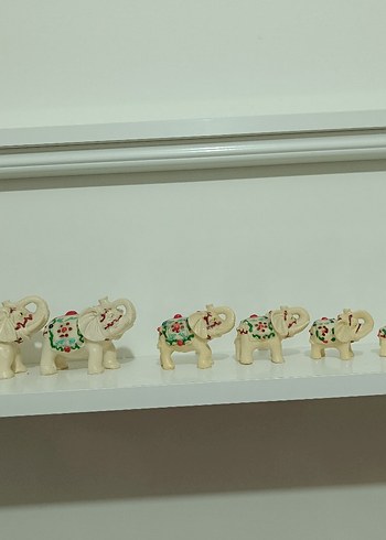 Renkli Desenli Beyaz Fil Biblo Seti - Görsel 2