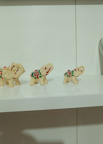 Renkli Desenli Beyaz Fil Biblo Seti - Görsel 4