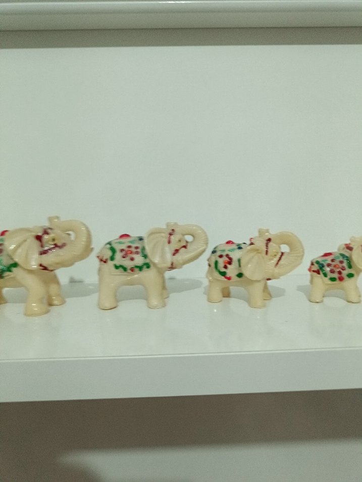 Renkli Desenli Beyaz Fil Biblo Seti - Görsel 5